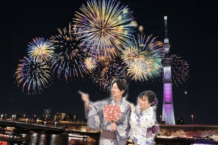 「隅田川花火大会」はお得にお安いお値段で浴衣レンタルしちゃってください( ๑>ω•́ )۶☆ ｜ 浅草着物レンタル「格安￥1,880～」は大吉だけ！！